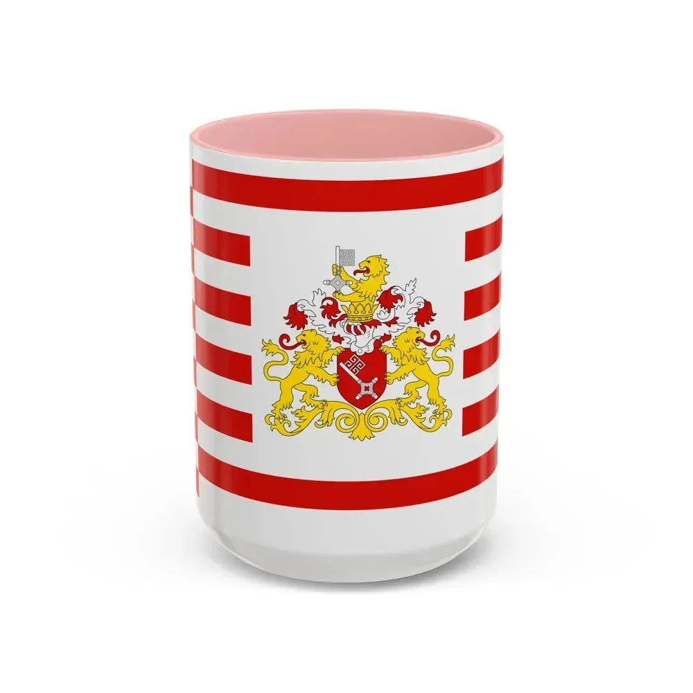 Flag of Bremen with flag arms Germany - Accent Coffee Mug 15oz Pink - Go Mug Yourself