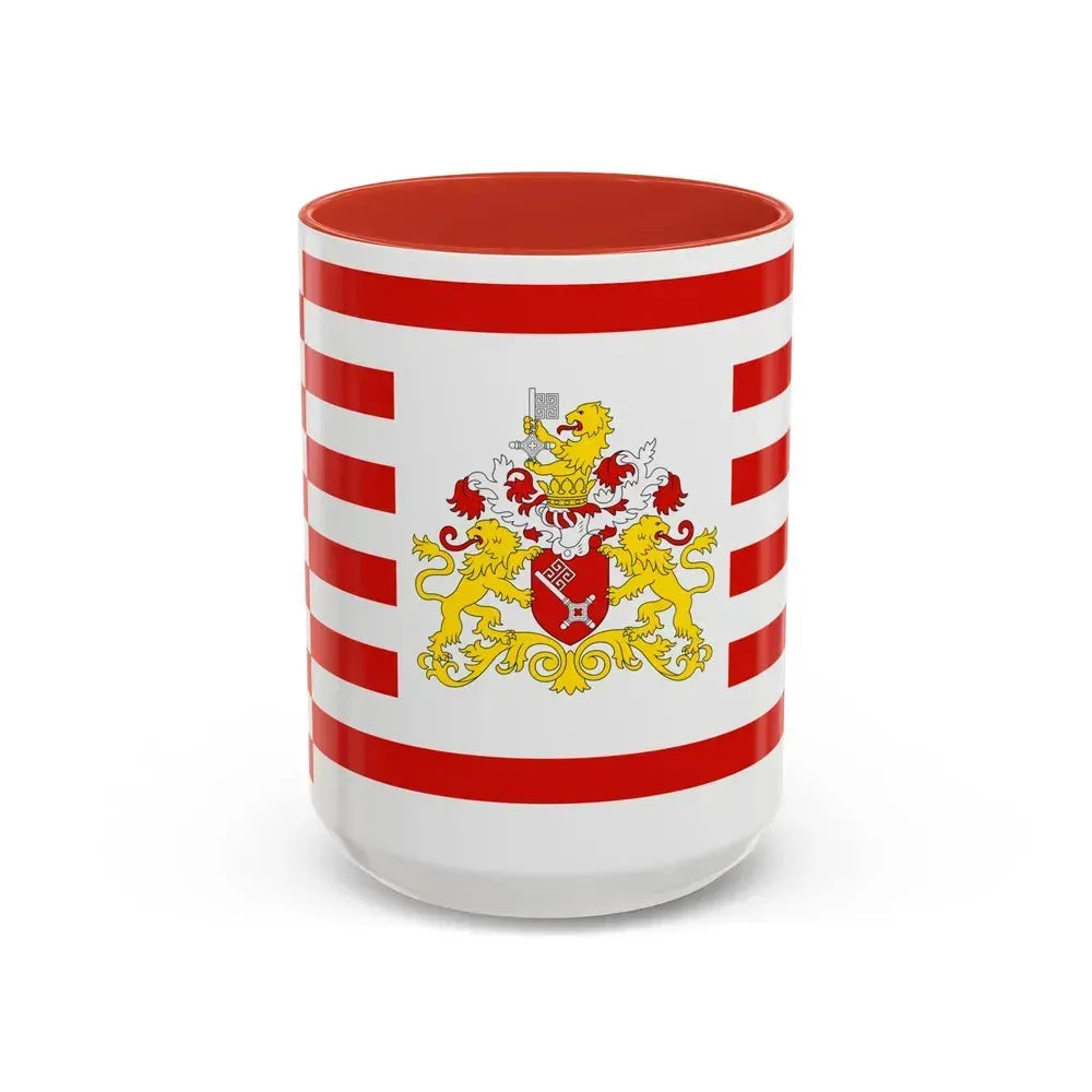 Flag of Bremen with flag arms Germany - Accent Coffee Mug 15oz Red - Go Mug Yourself
