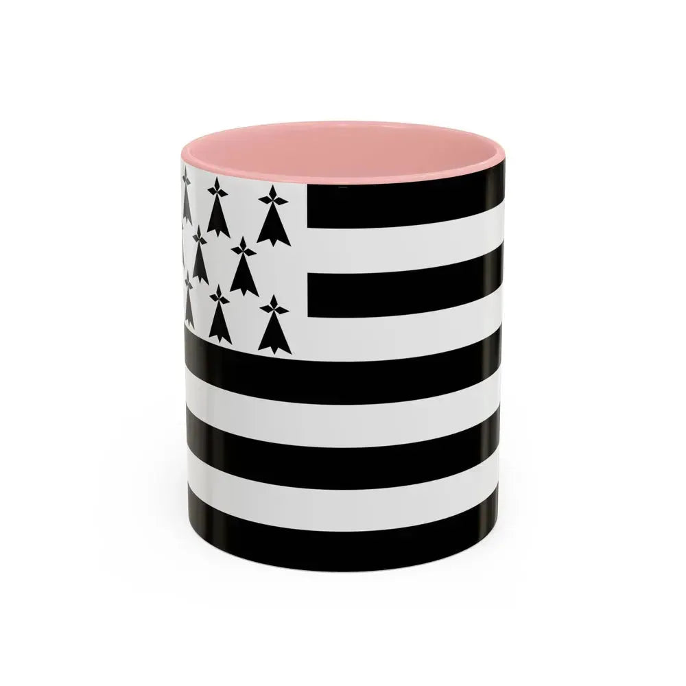 Flag of Bretagne France - Accent Coffee Mug 11oz Pink - Go Mug Yourself