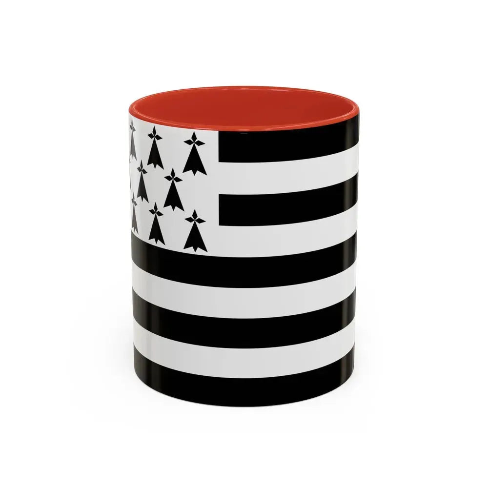 Flag of Bretagne France - Accent Coffee Mug 11oz Red - Go Mug Yourself