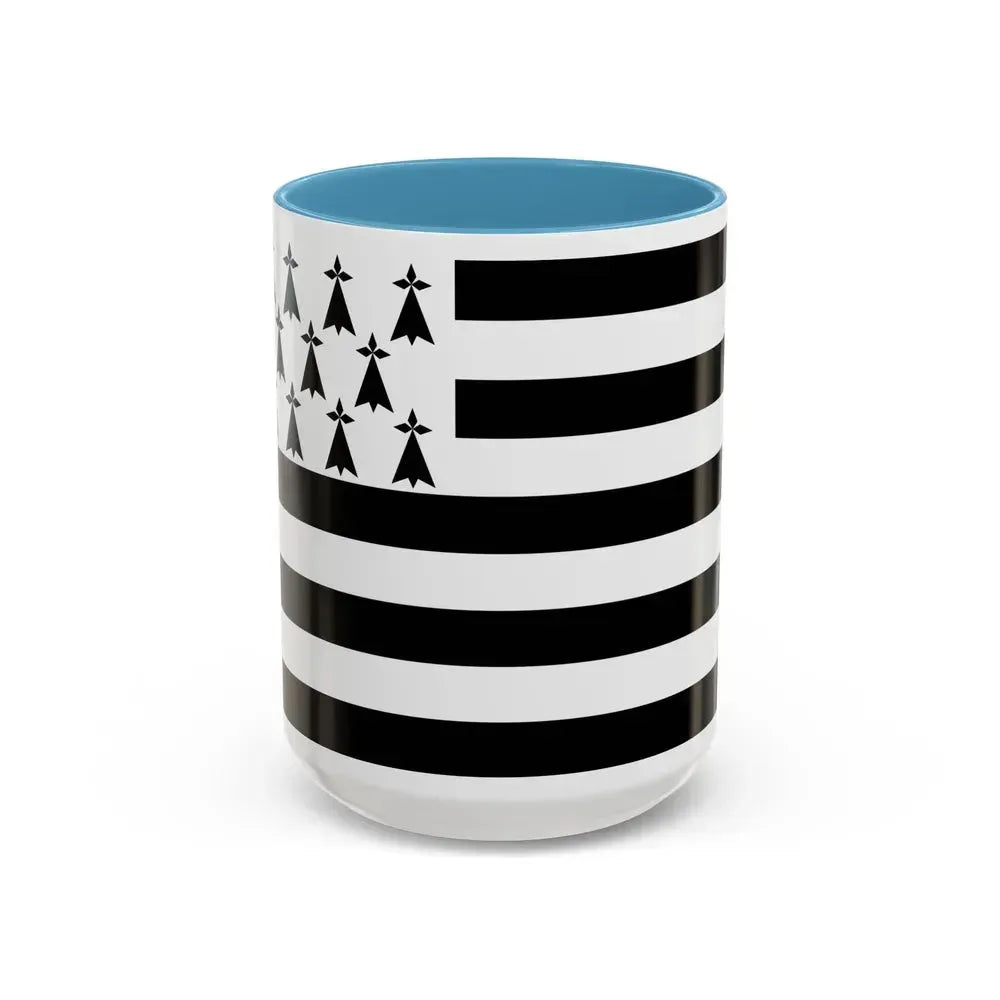 Flag of Bretagne France - Accent Coffee Mug 15oz Light Blue - Go Mug Yourself