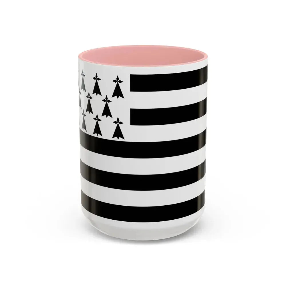 Flag of Bretagne France - Accent Coffee Mug 15oz Pink - Go Mug Yourself
