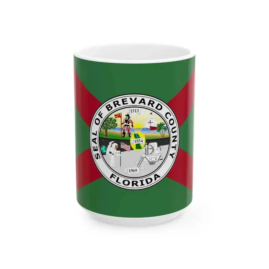 Flag of Brevard County Florida (United States) White Coffee Mug 15oz - Go Mug Yourself