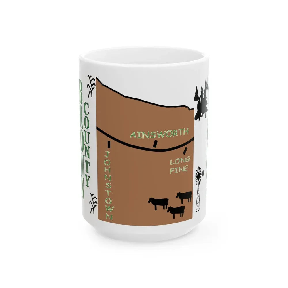 Flag of Brown County Nebraska (United States) White Coffee Mug 15oz - Go Mug Yourself