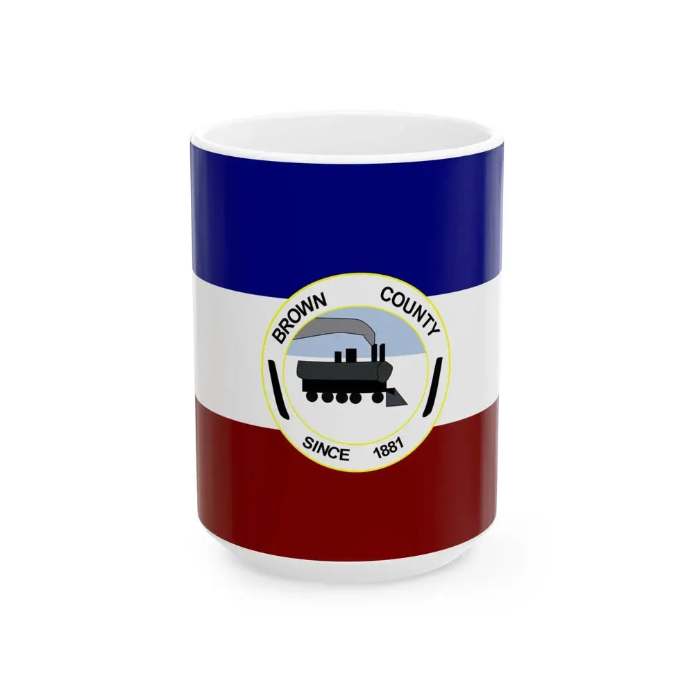 Flag of Brown County South Dakota (United States) White Coffee Mug 15oz - Go Mug Yourself