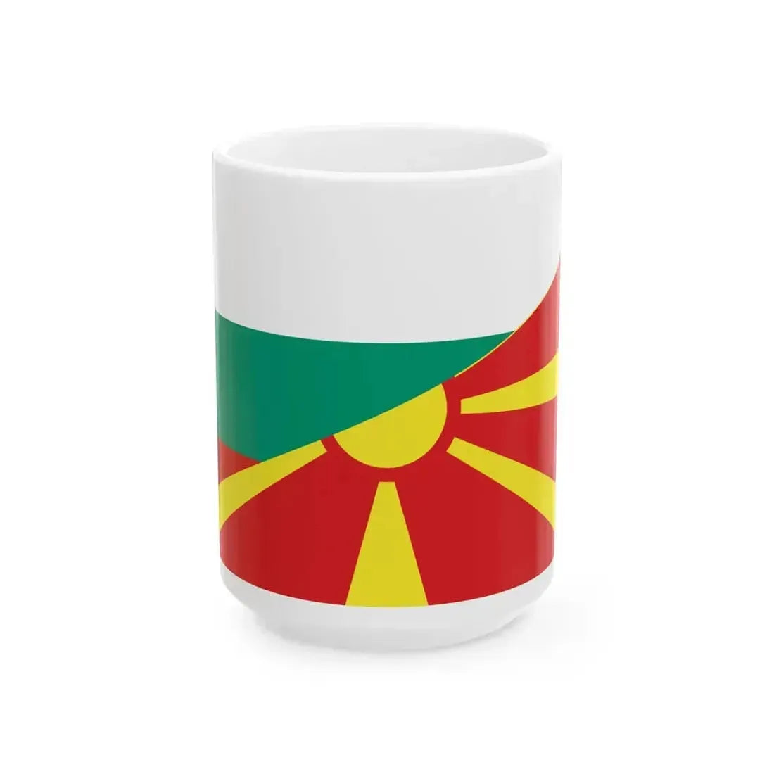 Flag of Bulgaria and North Macedonia (Bulgaria) White Coffee Mug 15oz - Go Mug Yourself