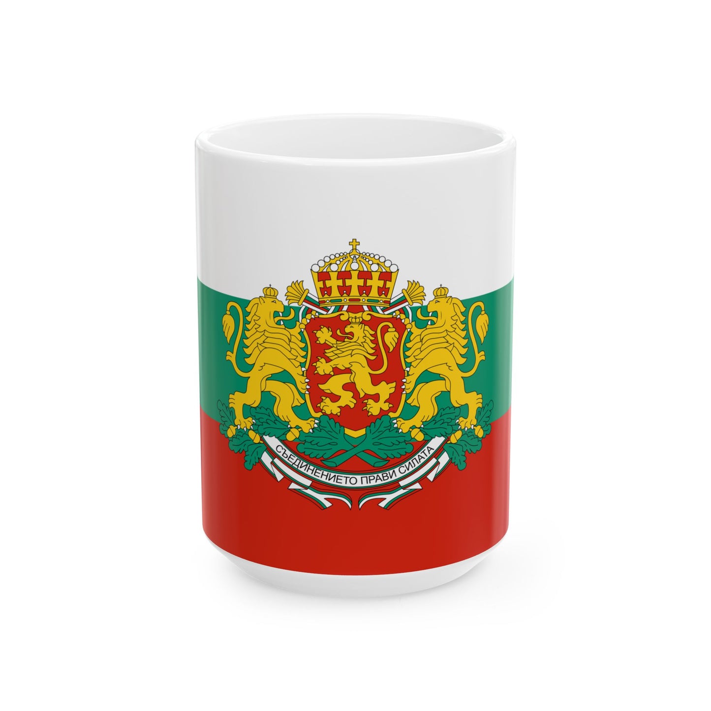 Flag of Bulgaria with coat of arms (Bulgaria) White Coffee Mug-15oz-Go Mug Yourself