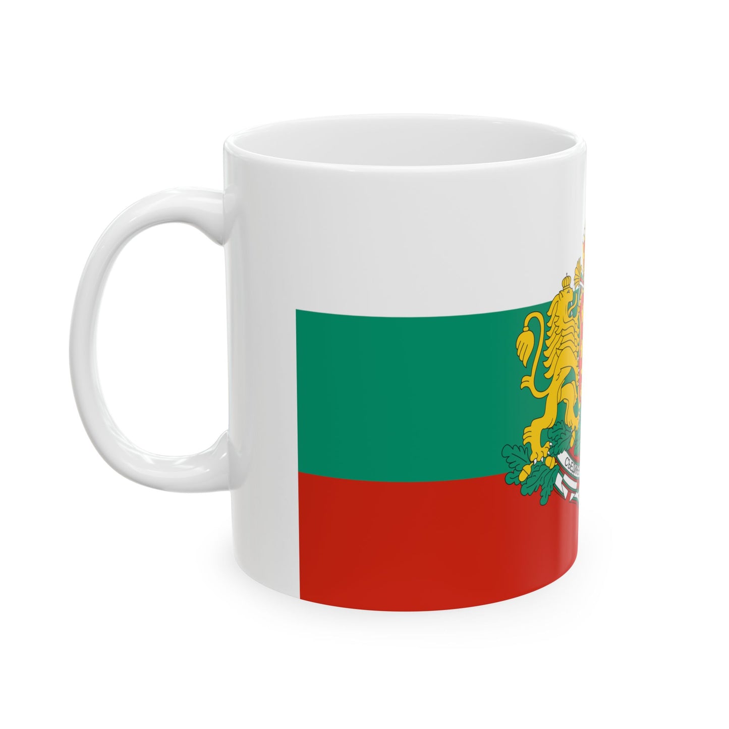 Flag of Bulgaria with coat of arms (Bulgaria) White Coffee Mug-Go Mug Yourself