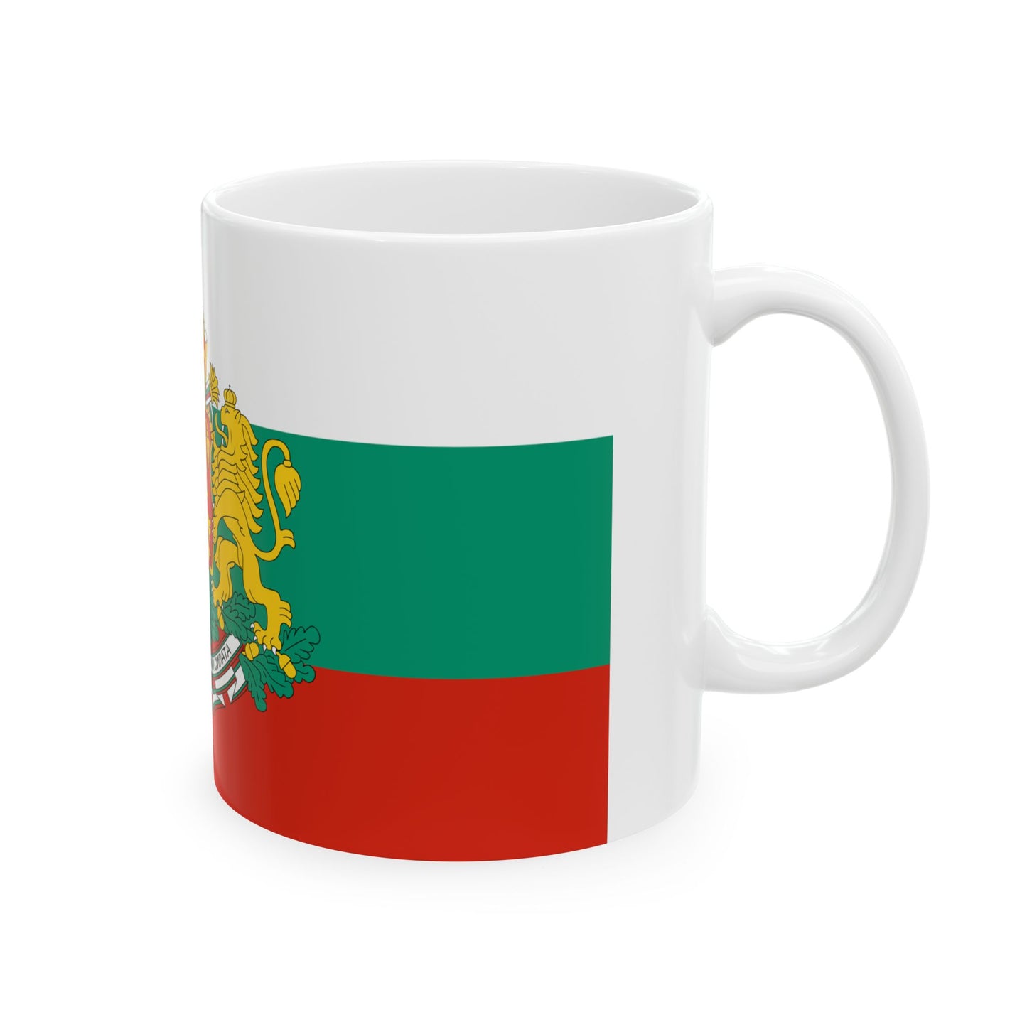 Flag of Bulgaria with coat of arms (Bulgaria) White Coffee Mug-Go Mug Yourself