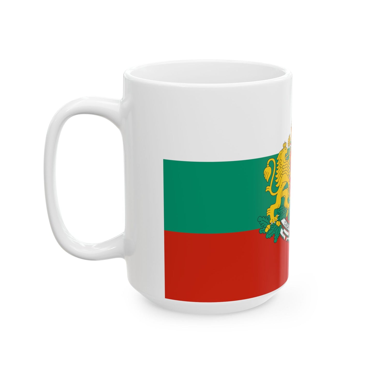Flag of Bulgaria with coat of arms (Bulgaria) White Coffee Mug-Go Mug Yourself