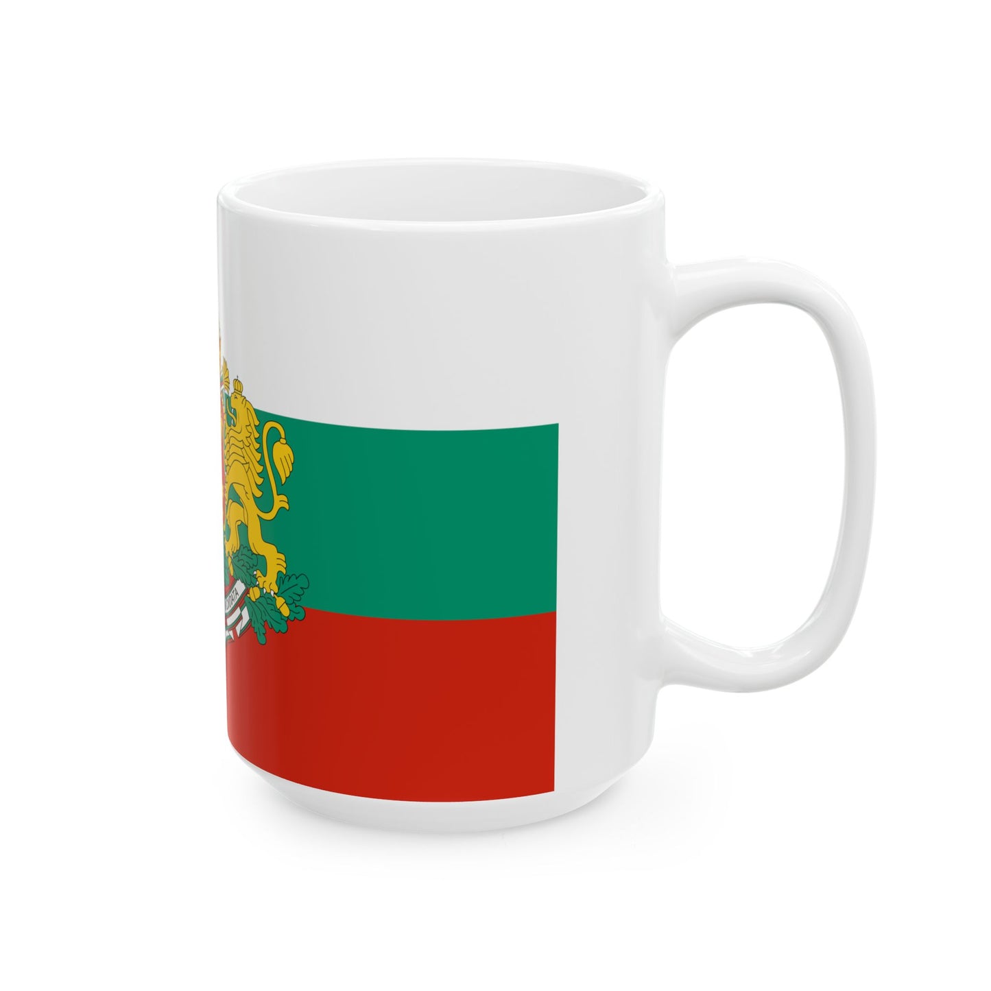 Flag of Bulgaria with coat of arms (Bulgaria) White Coffee Mug-Go Mug Yourself