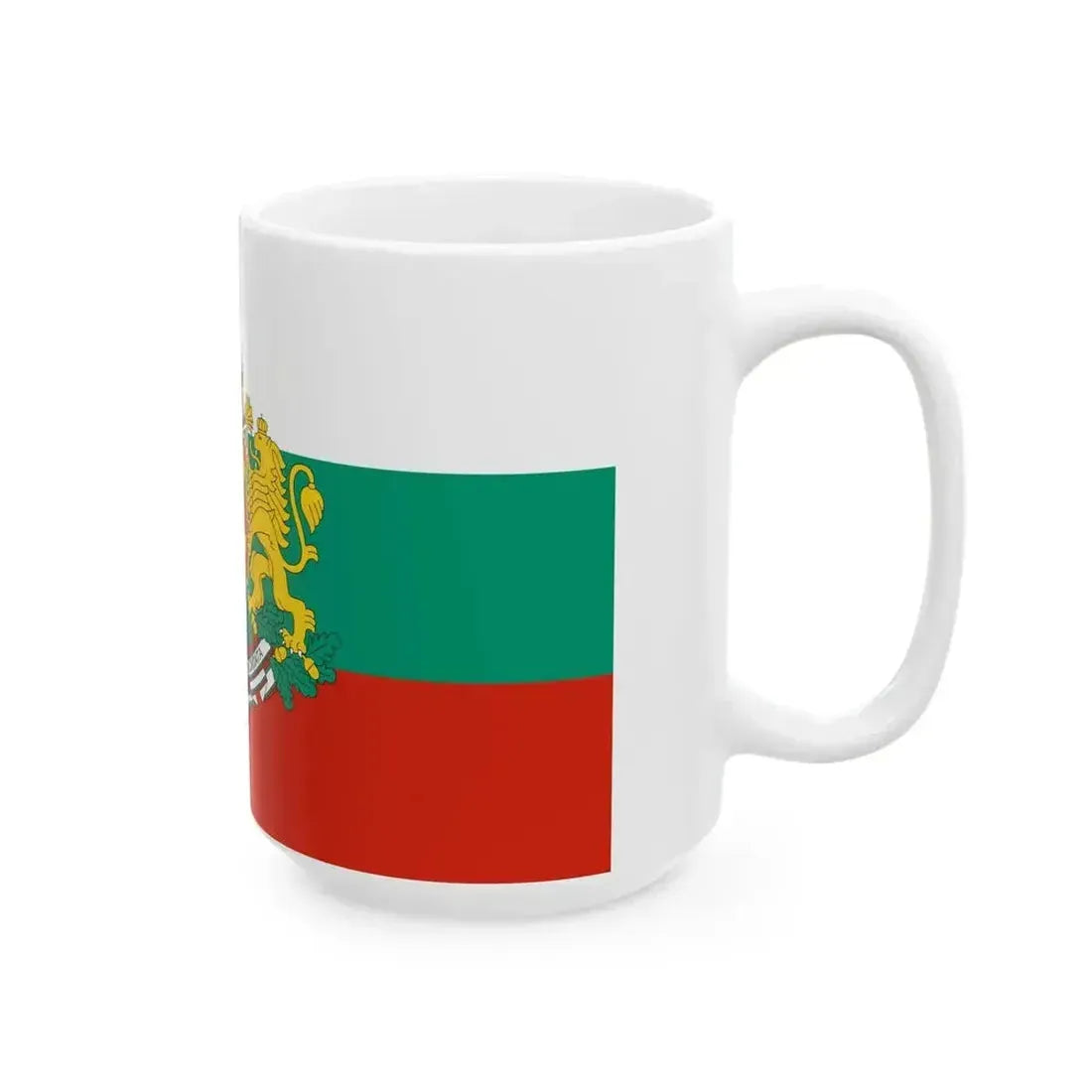 Flag of Bulgaria with coat of arms (Bulgaria) White Coffee Mug - Go Mug Yourself