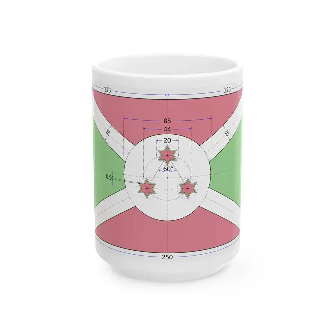 Flag of Burundi construction sheet (Burundi) White Coffee Mug 15oz - Go Mug Yourself
