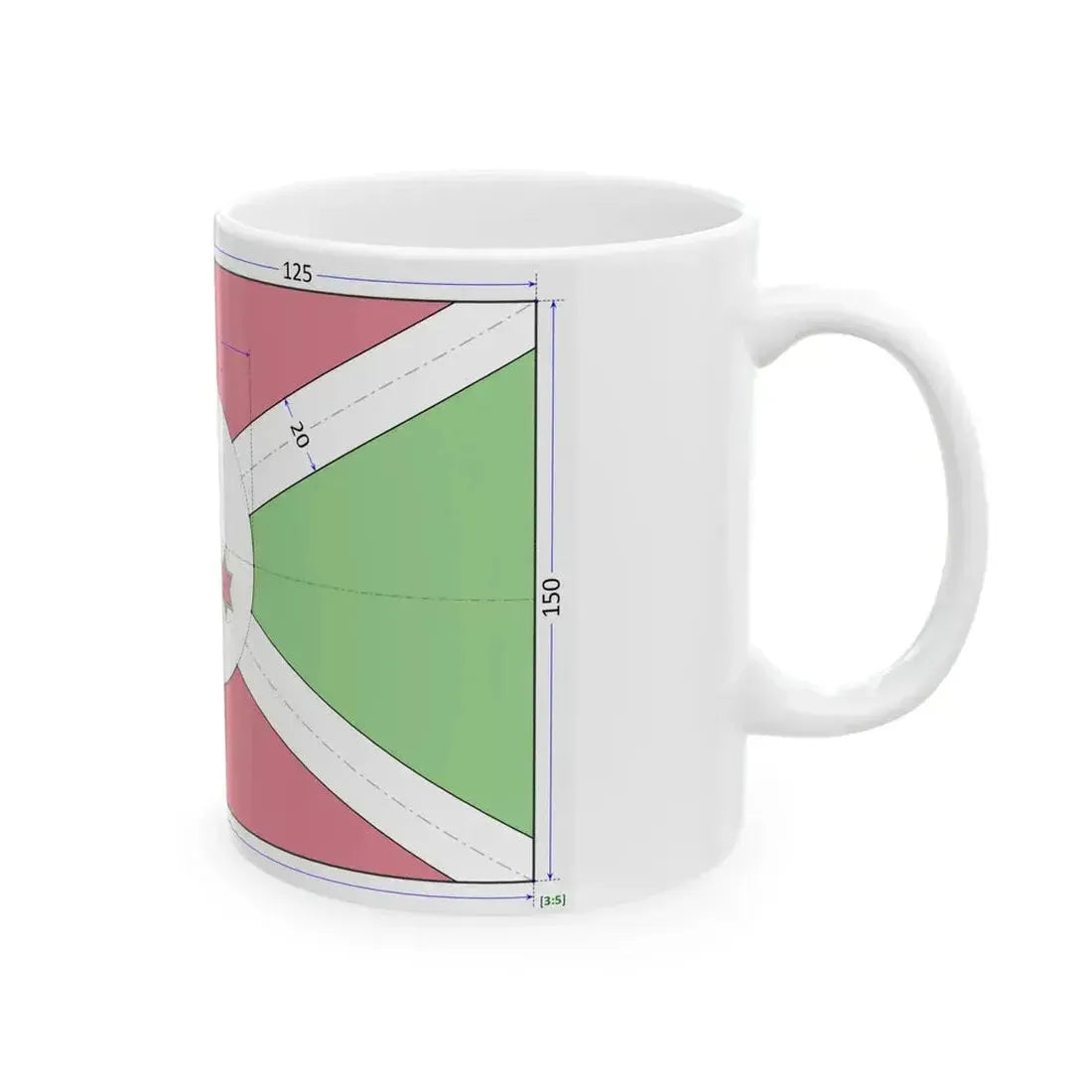 Flag of Burundi construction sheet (Burundi) White Coffee Mug - Go Mug Yourself