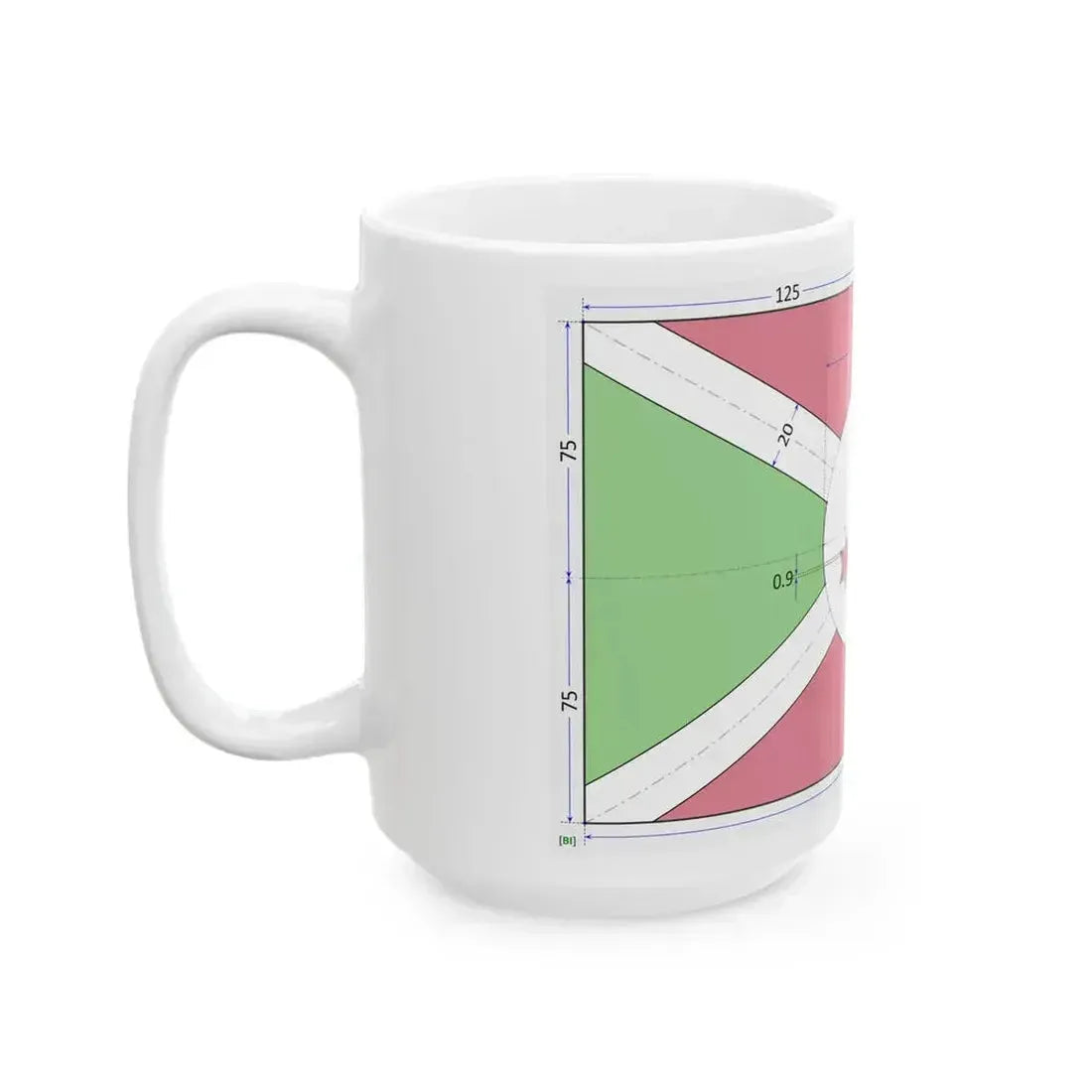 Flag of Burundi construction sheet (Burundi) White Coffee Mug - Go Mug Yourself
