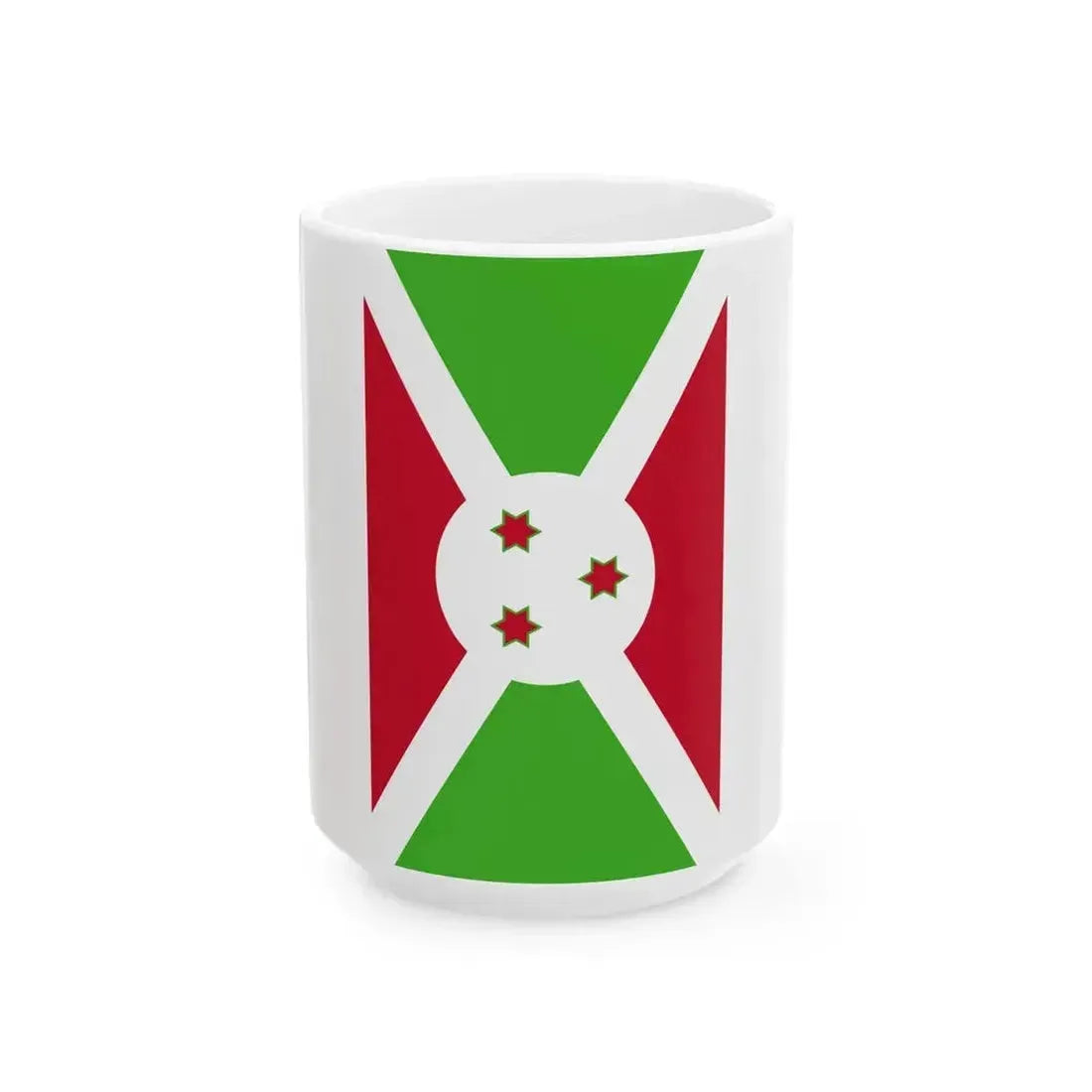 Flag of Burundi vertical (Burundi) White Coffee Mug 15oz - Go Mug Yourself