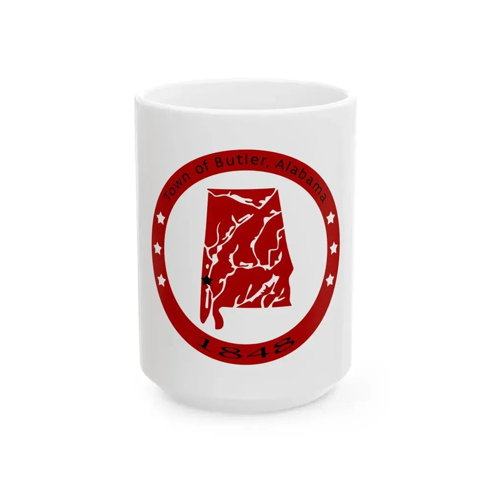 Flag of Butler Alabama (United States) White Coffee Mug 15oz - Go Mug Yourself
