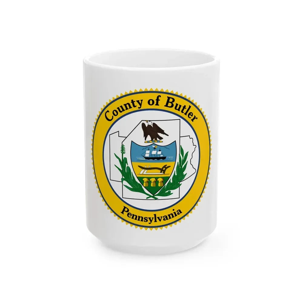 Flag of Butler County Pennsylvania (United States) White Coffee Mug 15oz - Go Mug Yourself
