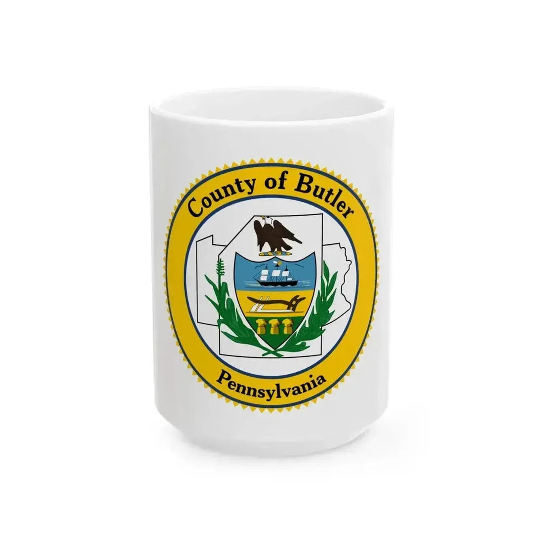 Flag of Butler County Pennsylvania (United States) White Coffee Mug 15oz - Go Mug Yourself