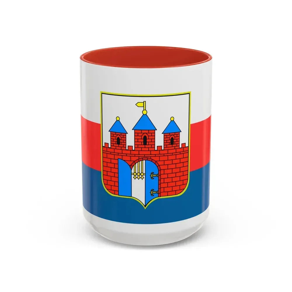 Flag of Bydgoszcz Poland - Accent Coffee Mug 15oz Red - Go Mug Yourself