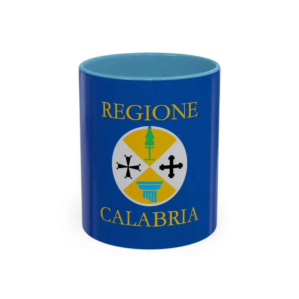 Flag of Calabria Italy - Accent Coffee Mug 11oz Light Blue - Go Mug Yourself