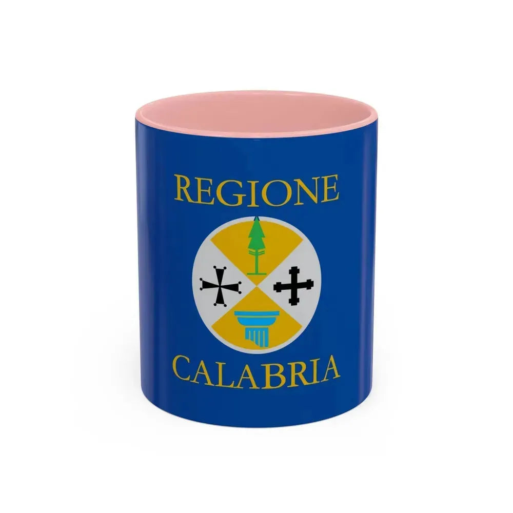 Flag of Calabria Italy - Accent Coffee Mug 11oz Pink - Go Mug Yourself