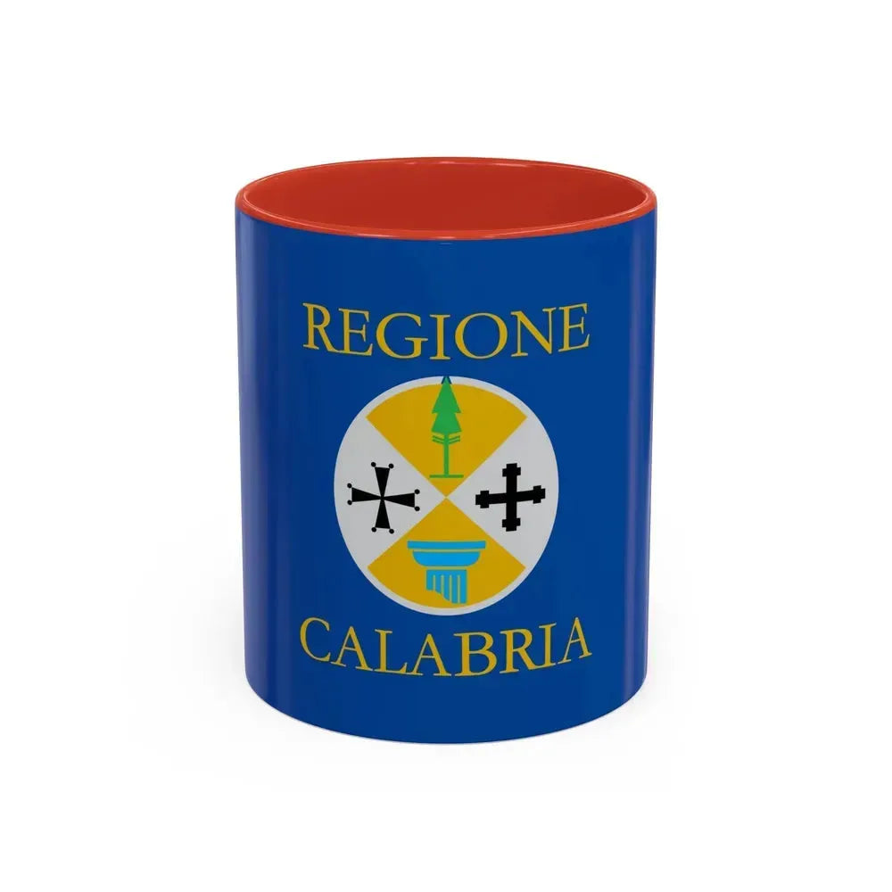 Flag of Calabria Italy - Accent Coffee Mug 11oz Red - Go Mug Yourself