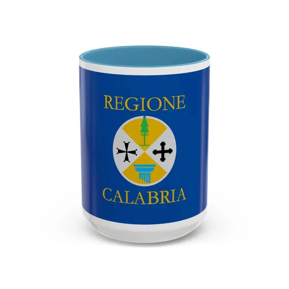 Flag of Calabria Italy - Accent Coffee Mug 15oz Light Blue - Go Mug Yourself
