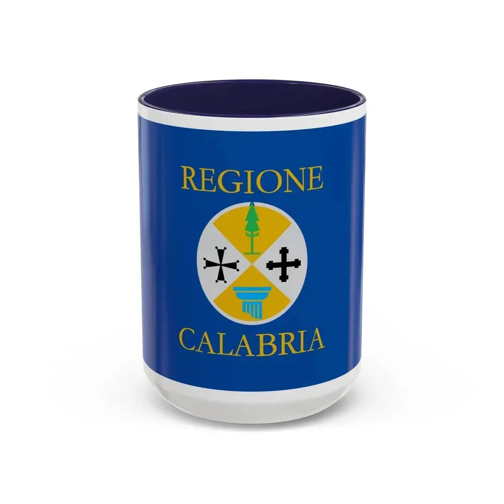 Flag of Calabria Italy - Accent Coffee Mug 15oz Navy - Go Mug Yourself