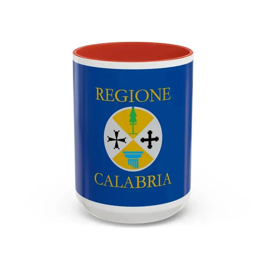 Flag of Calabria Italy - Accent Coffee Mug 15oz Red - Go Mug Yourself