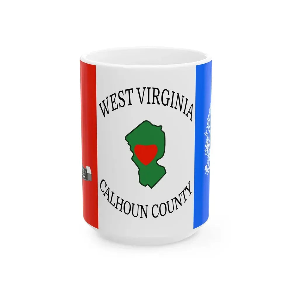 Flag of Calhoun County West Virginia (United States) White Coffee Mug 15oz - Go Mug Yourself