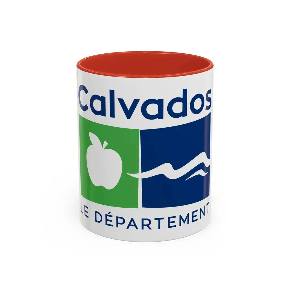 Flag of Calvados France - Accent Coffee Mug 11oz Red - Go Mug Yourself