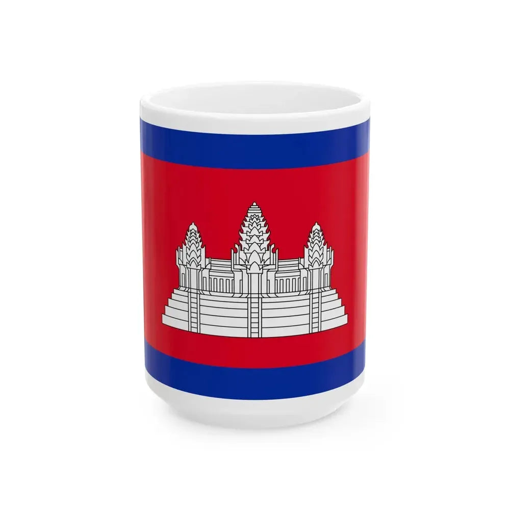 Flag of Cambodia 1863-1948 3-2 (Cambodia) White Coffee Mug 15oz - Go Mug Yourself