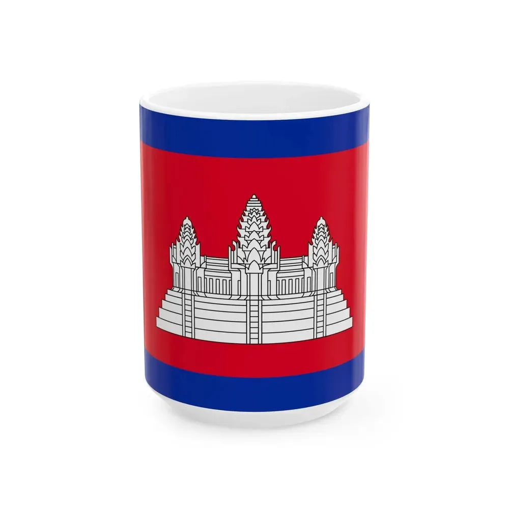 Flag of Cambodia 1863-1948 (Cambodia) White Coffee Mug 15oz - Go Mug Yourself
