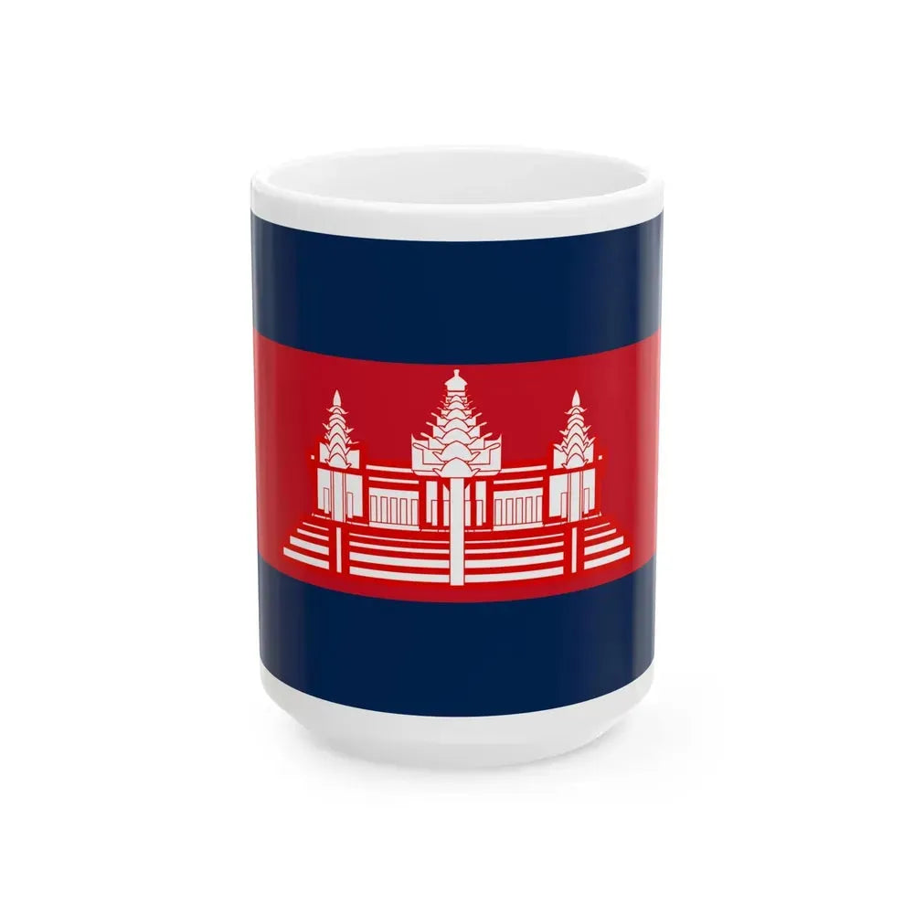 Flag of Cambodia 1948-1970 dark colors (Cambodia) White Coffee Mug 15oz - Go Mug Yourself