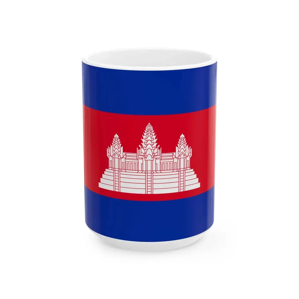 Flag of Cambodia type 2 (Cambodia) White Coffee Mug 15oz - Go Mug Yourself