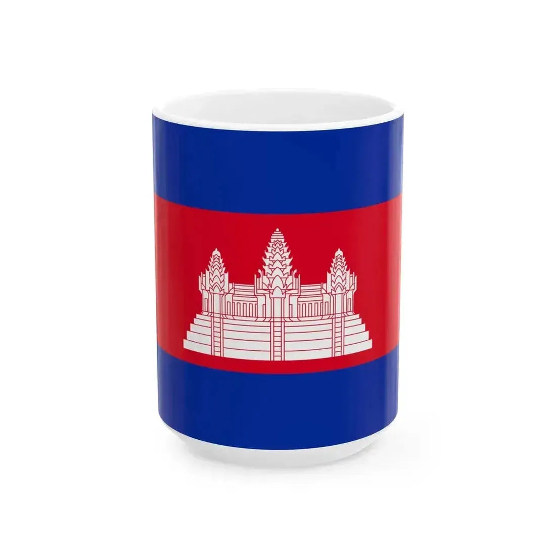 Flag of Cambodia type 2 (Cambodia) White Coffee Mug 15oz - Go Mug Yourself