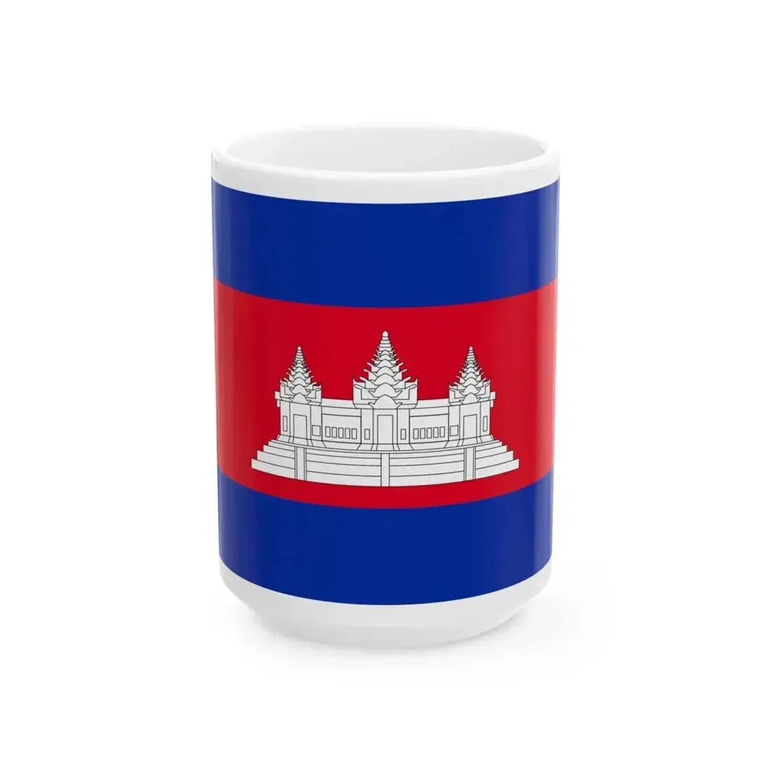 Flag of Cambodia type 3 (Cambodia) White Coffee Mug 15oz - Go Mug Yourself