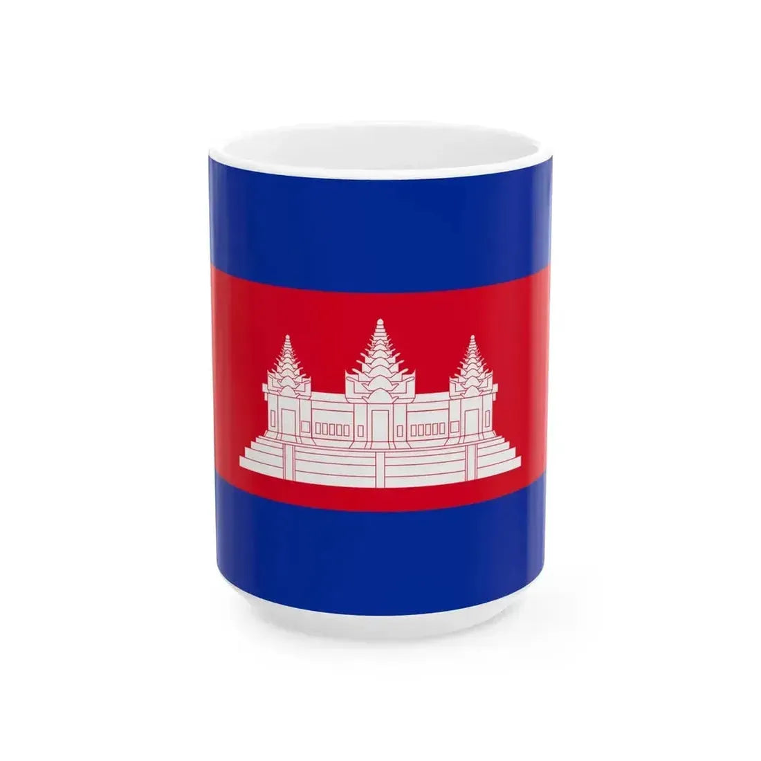 Flag of Cambodia type 4 (Cambodia) White Coffee Mug 15oz - Go Mug Yourself