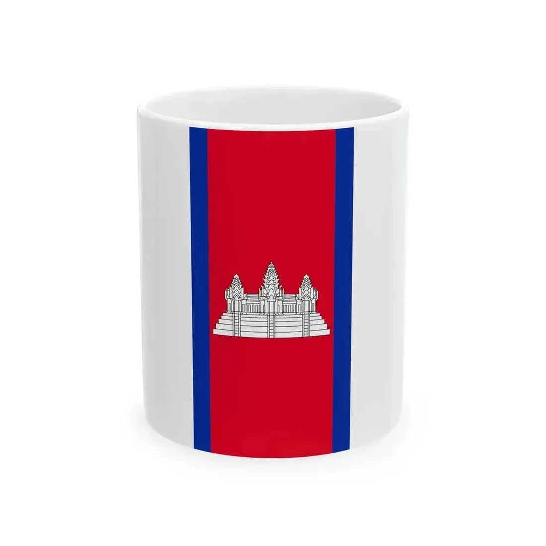 Flag of Cambodia vertical (Cambodia) White Coffee Mug 11oz - Go Mug Yourself