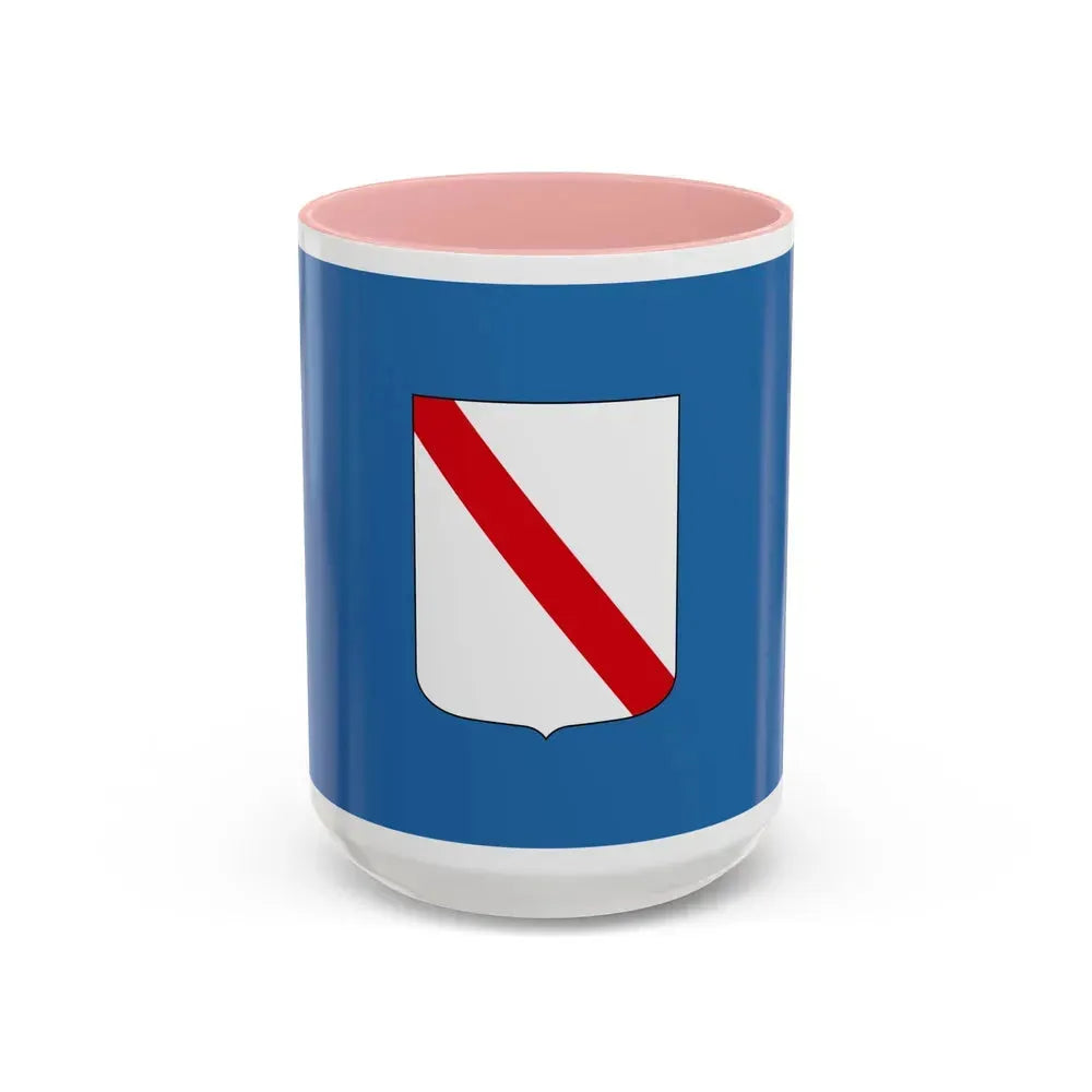 Flag of Campania Italy - Accent Coffee Mug 15oz Pink - Go Mug Yourself