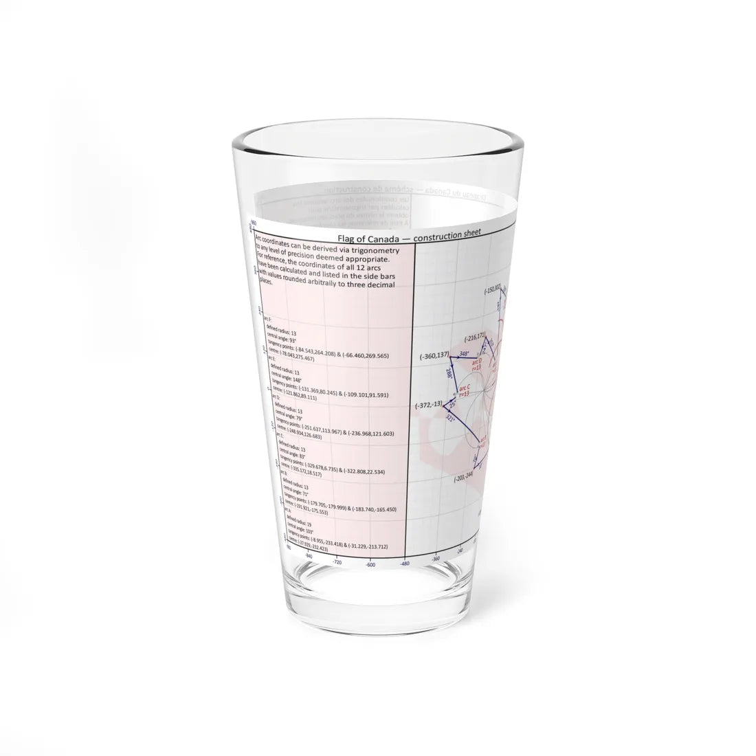 Flag of Canada construction sheet - leaf geometry (Canada) Pint Glass 16oz - Go Mug Yourself