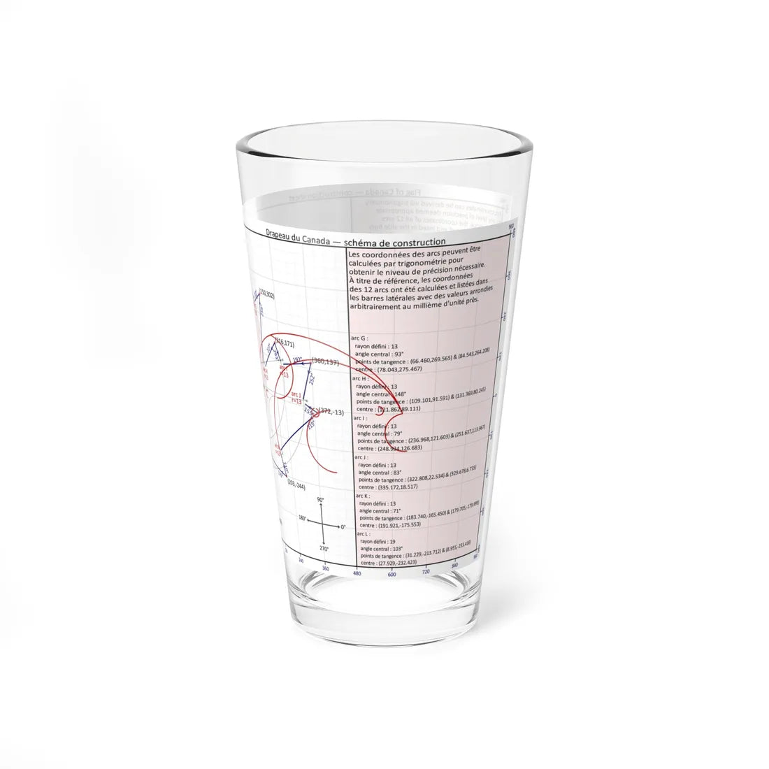 Flag of Canada construction sheet - leaf geometry (Canada) Pint Glass 16oz - Go Mug Yourself