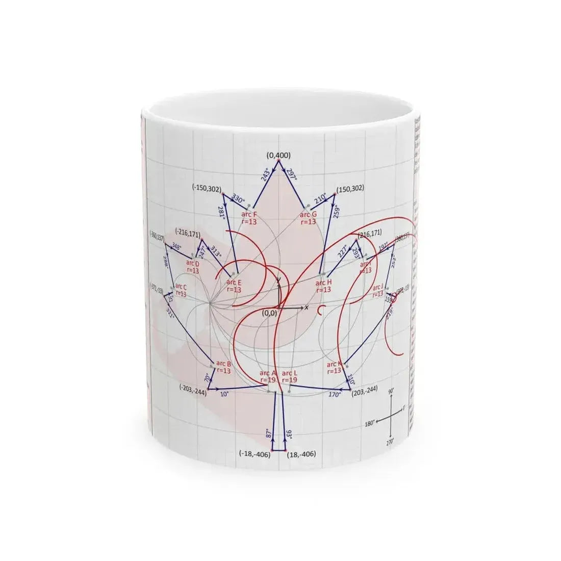 Flag of Canada construction sheet - leaf geometry (Canada) White Coffee Mug 11oz - Go Mug Yourself