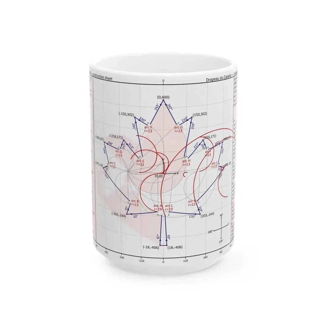 Flag of Canada construction sheet - leaf geometry (Canada) White Coffee Mug 15oz - Go Mug Yourself