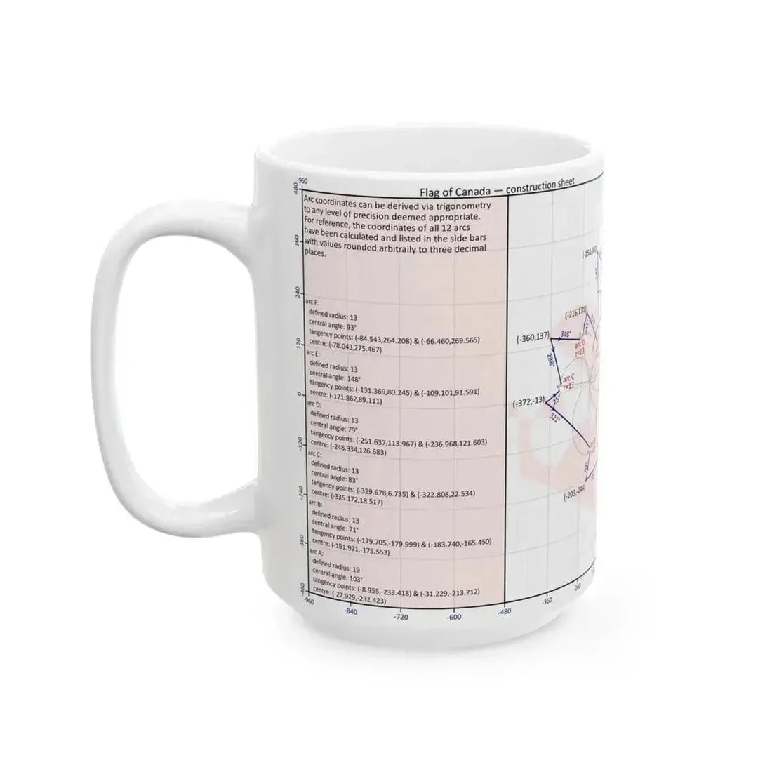 Flag of Canada construction sheet - leaf geometry (Canada) White Coffee Mug - Go Mug Yourself