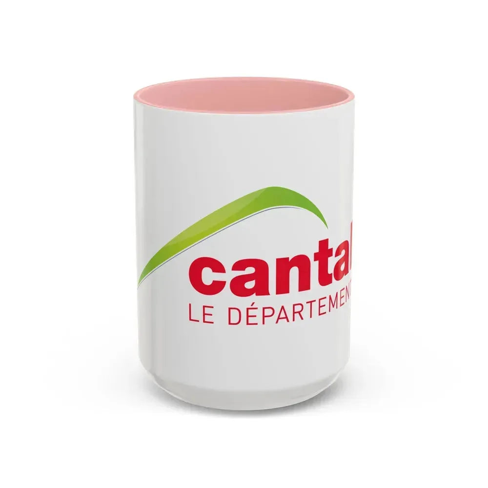 Flag of Cantal France - Accent Coffee Mug 15oz Pink - Go Mug Yourself