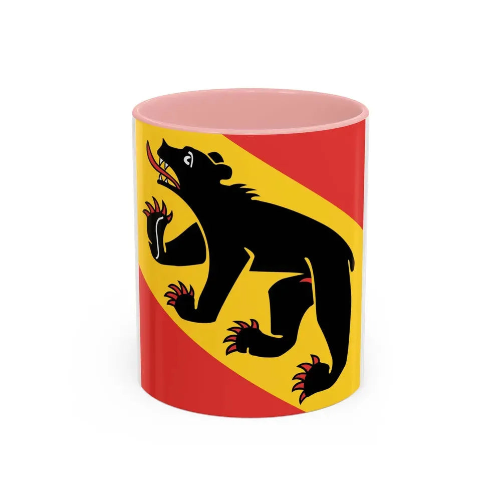 Flag of Canton of Bern Switzerland - Accent Coffee Mug 11oz Pink - Go Mug Yourself