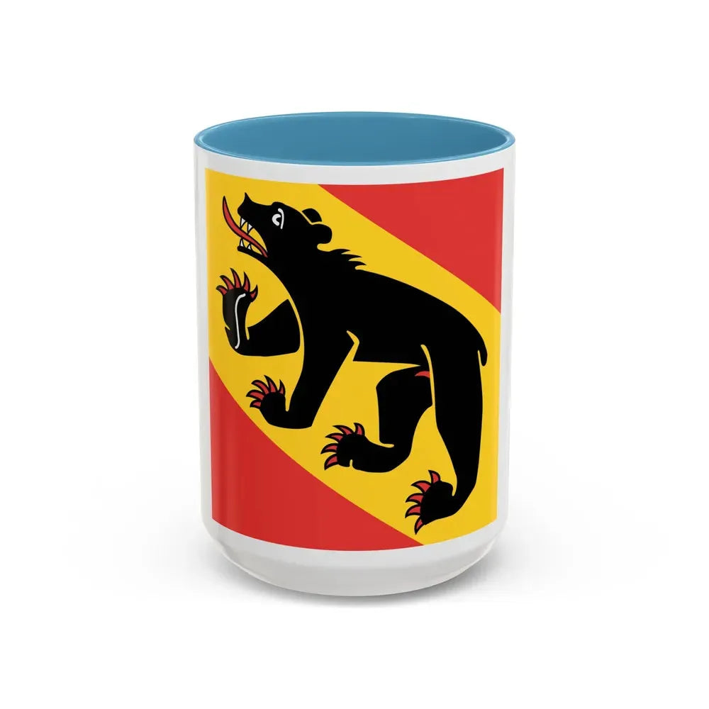 Flag of Canton of Bern Switzerland - Accent Coffee Mug 15oz Light Blue - Go Mug Yourself