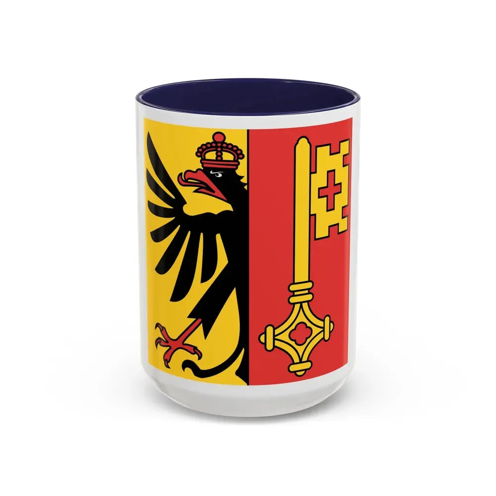 Flag of Canton of Geneva Switzerland - Accent Coffee Mug 15oz Navy - Go Mug Yourself